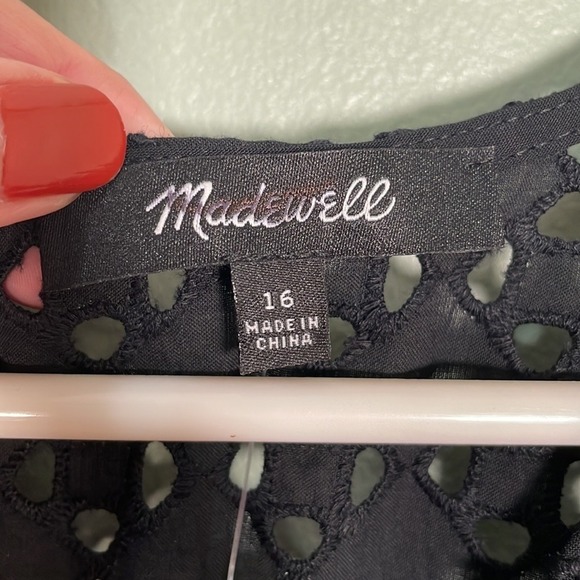 Madewell Eyelet V-Neck Maxi Dress Black size 16 NWT FLAWED - Picture 7 of 8